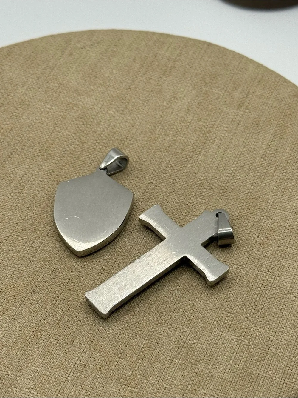 set of Two Gold & Silver Cross Pendants for Men